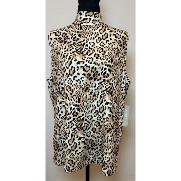 Chico's Neutral Animal Print Mock Neck Tank Back Zipper Size 3 (XL) NWT - Picture 1 of 6